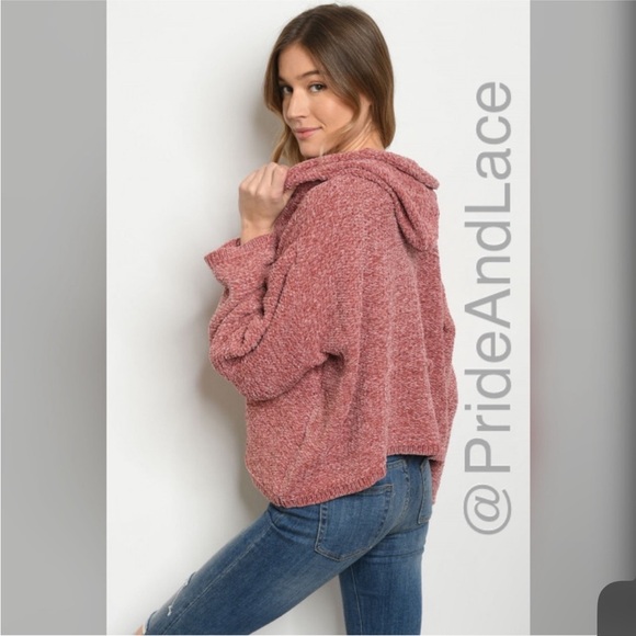 🌺Mauve Chenille Hoodie Sweater🌺 - Picture 2 of 2